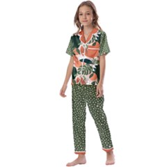 Tropical Polka Plants 2 Kids  Satin Short Sleeve Pajamas Set by flowerland