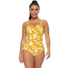 Backdrop-yellow-white Retro Full Coverage Swimsuit by nate14shop