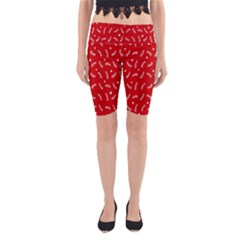 Christmas Pattern,love Red Yoga Cropped Leggings by nate14shop