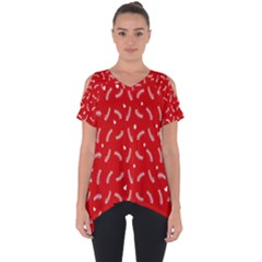 Christmas Pattern,love Red Cut Out Side Drop Tee by nate14shop