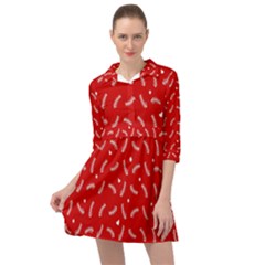 Christmas Pattern,love Red Mini Skater Shirt Dress by nate14shop
