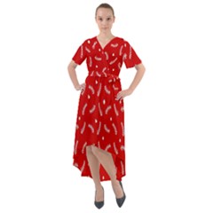 Christmas Pattern,love Red Front Wrap High Low Dress by nate14shop