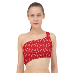 Christmas Pattern,love Red Spliced Up Bikini Top  by nate14shop