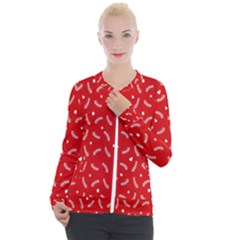 Christmas Pattern,love Red Casual Zip Up Jacket by nate14shop