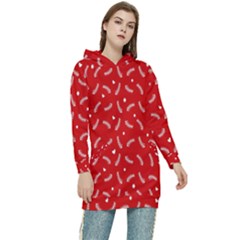 Christmas Pattern,love Red Women s Long Oversized Pullover Hoodie by nate14shop