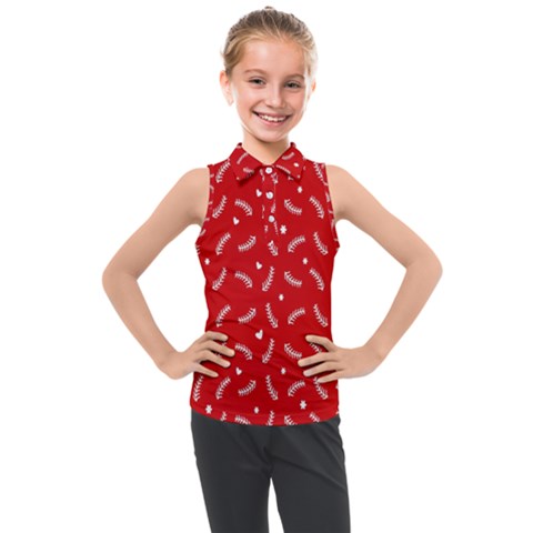 Christmas Pattern,love Red Kids  Sleeveless Polo Tee by nate14shop