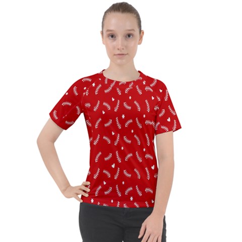 Christmas Pattern,love Red Women s Sport Raglan Tee by nate14shop