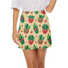 Cactus Love 5 Mini Front Wrap Skirt by designsbymallika