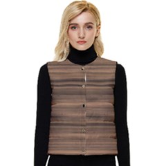 Texture Wood,dark Women s Short Button Up Puffer Vest