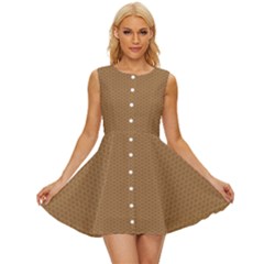 Template-wood Design Sleeveless Button Up Dress by nateshop