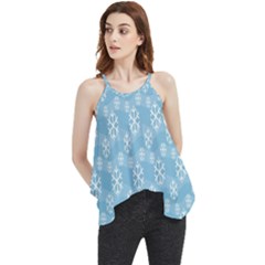 Snowflakes, White Blue Flowy Camisole Tank Top by nateshop