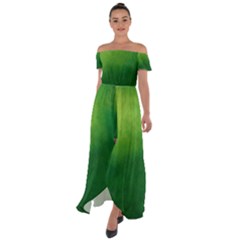 Light Green Abstract Off Shoulder Open Front Chiffon Dress by nateshop