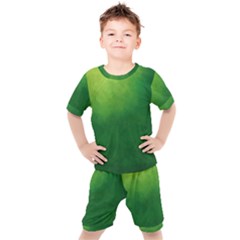 Light Green Abstract Kids  Tee And Shorts Set by nateshop
