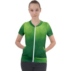 Light Green Abstract Short Sleeve Zip Up Jacket by nateshop
