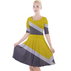 Pattern Yellow And Gray Quarter Sleeve A-line Dress by nateshop
