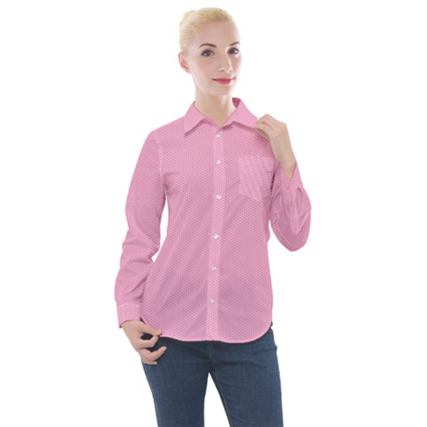 Background Pink Modern Women s Long Sleeve Pocket Shirt by nateshop