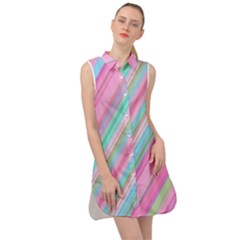 Background-lines Pink Sleeveless Shirt Dress by nateshop