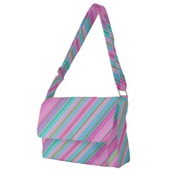 Background-lines Pink Full Print Messenger Bag (l)
