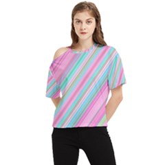 Background-lines Pink One Shoulder Cut Out Tee by nateshop