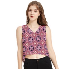 Abstract-background-motif V-neck Cropped Tank Top