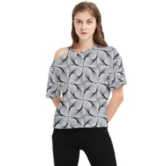 Abstract-gray One Shoulder Cut Out Tee by nateshop