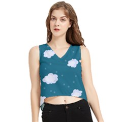 Clouds V-neck Cropped Tank Top