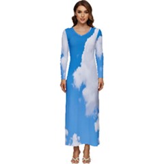 Cloudy Long Sleeve Velour Longline Maxi Dress by nateshop