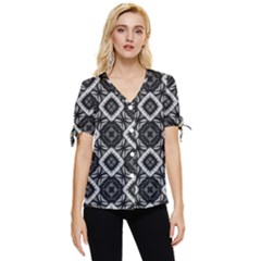 Digital Bow Sleeve Button Up Top by nateshop