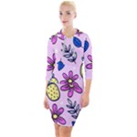 Flowers purple Quarter Sleeve Hood Bodycon Dress