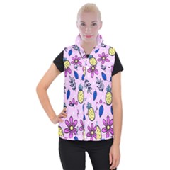 Flowers Purple Women s Button Up Vest by nateshop
