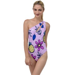 Flowers Purple To One Side Swimsuit by nateshop