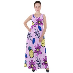 Flowers Purple Empire Waist Velour Maxi Dress by nateshop