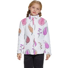 Leaves-pink Kids  Puffer Bubble Jacket Coat by nateshop
