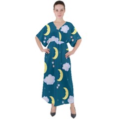 Moon V-neck Boho Style Maxi Dress by nateshop