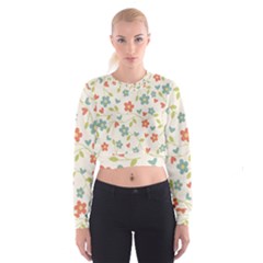  Background Colorful Floral Flowers Cropped Sweatshirt by artworkshop