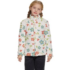  Background Colorful Floral Flowers Kids  Puffer Bubble Jacket Coat by artworkshop