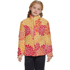 Background Colorful Floral Kids  Puffer Bubble Jacket Coat by artworkshop