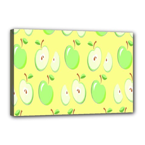 Apple Pattern Green Yellow Canvas 18  X 12  (stretched) by artworkshop