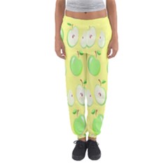Apple Pattern Green Yellow Women s Jogger Sweatpants by artworkshop