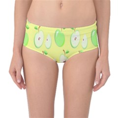Apple Pattern Green Yellow Mid-waist Bikini Bottoms by artworkshop