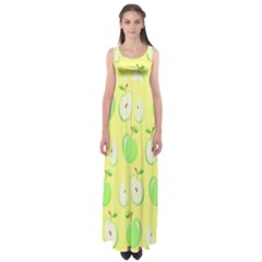 Apple Pattern Green Yellow Empire Waist Maxi Dress by artworkshop