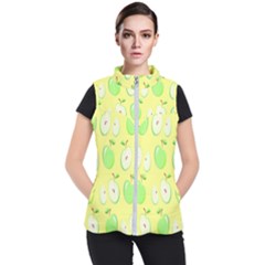 Apple Pattern Green Yellow Women s Puffer Vest by artworkshop