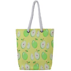 Apple Pattern Green Yellow Full Print Rope Handle Tote (small) by artworkshop