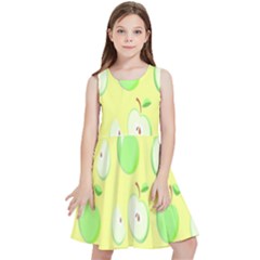 Apple Pattern Green Yellow Kids  Skater Dress by artworkshop
