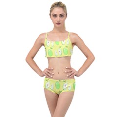 Apple Pattern Green Yellow Layered Top Bikini Set by artworkshop