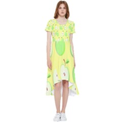 Apple Pattern Green Yellow High Low Boho Dress by artworkshop