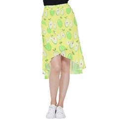 Apple Pattern Green Yellow Frill Hi Low Chiffon Skirt by artworkshop