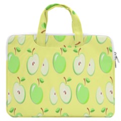 Apple Pattern Green Yellow Macbook Pro 16  Double Pocket Laptop Bag  by artworkshop