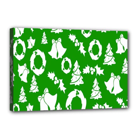 Green  Background Card Christmas  Canvas 18  X 12  (stretched) by artworkshop