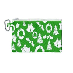 Green  Background Card Christmas  Canvas Cosmetic Bag (medium) by artworkshop